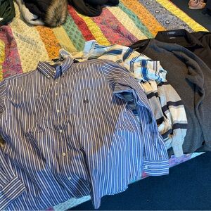 Chaps Blue Dress Shirt lot with Dynamic Stripes Chaps Timberland. Xxl 2XL